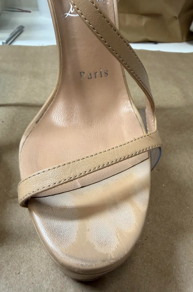 Christian Louboutin Rosalie Alta Paint Repair before restoration