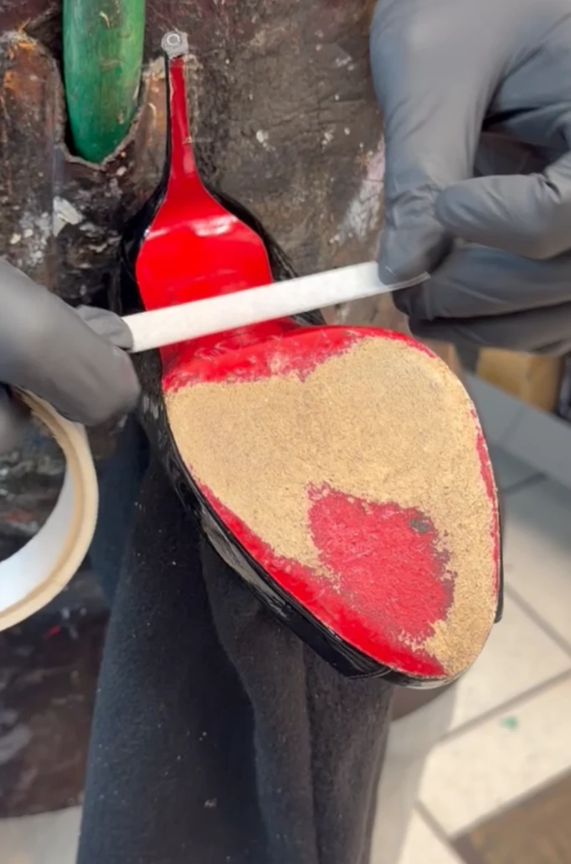 Christian Louboutin Very Prive Red Sole Restoration before repair 3