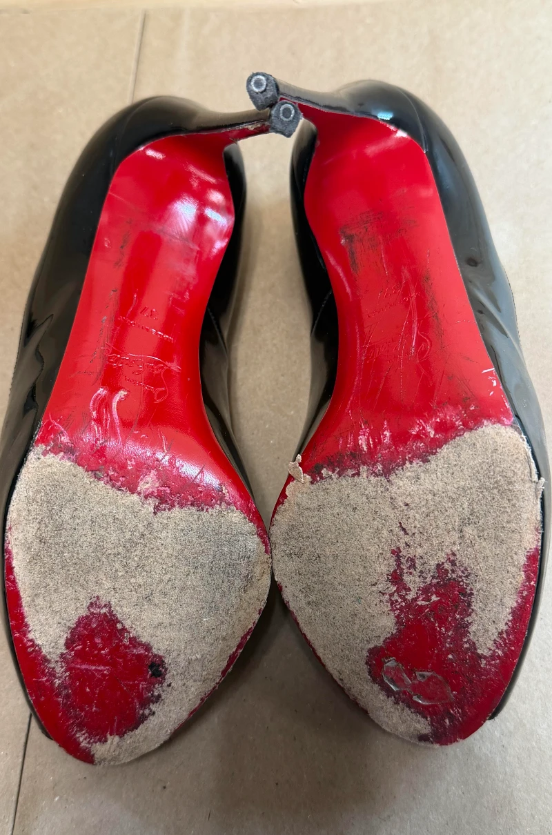 Christian Louboutin Very Prive Red Sole Restoration before restoration